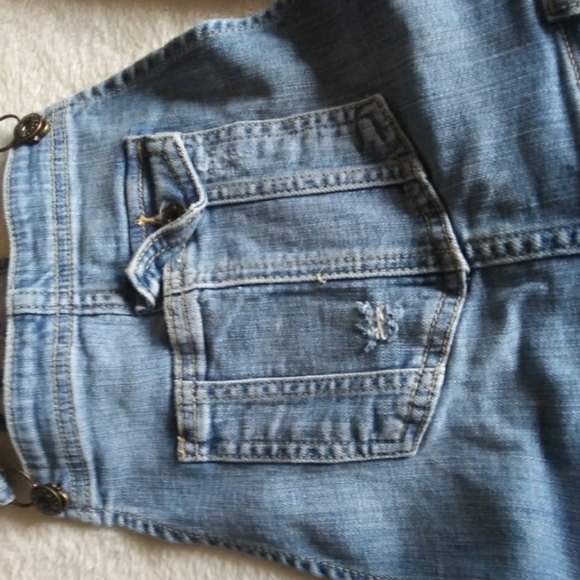 Sneak Peek Distressed Denim Skinny Overalls EUC - Picture 6 of 14